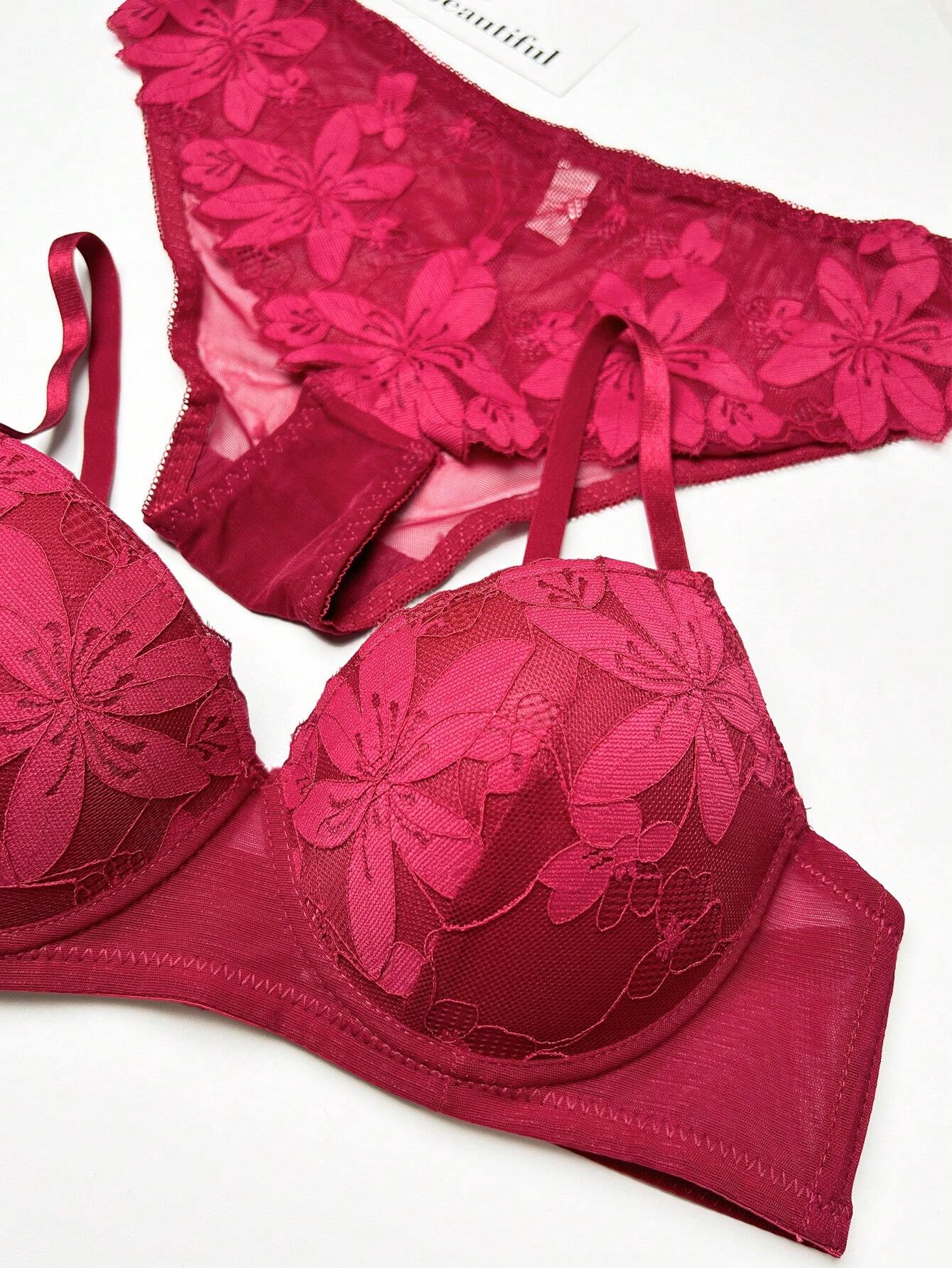 Women's Flower Lace Bra Set