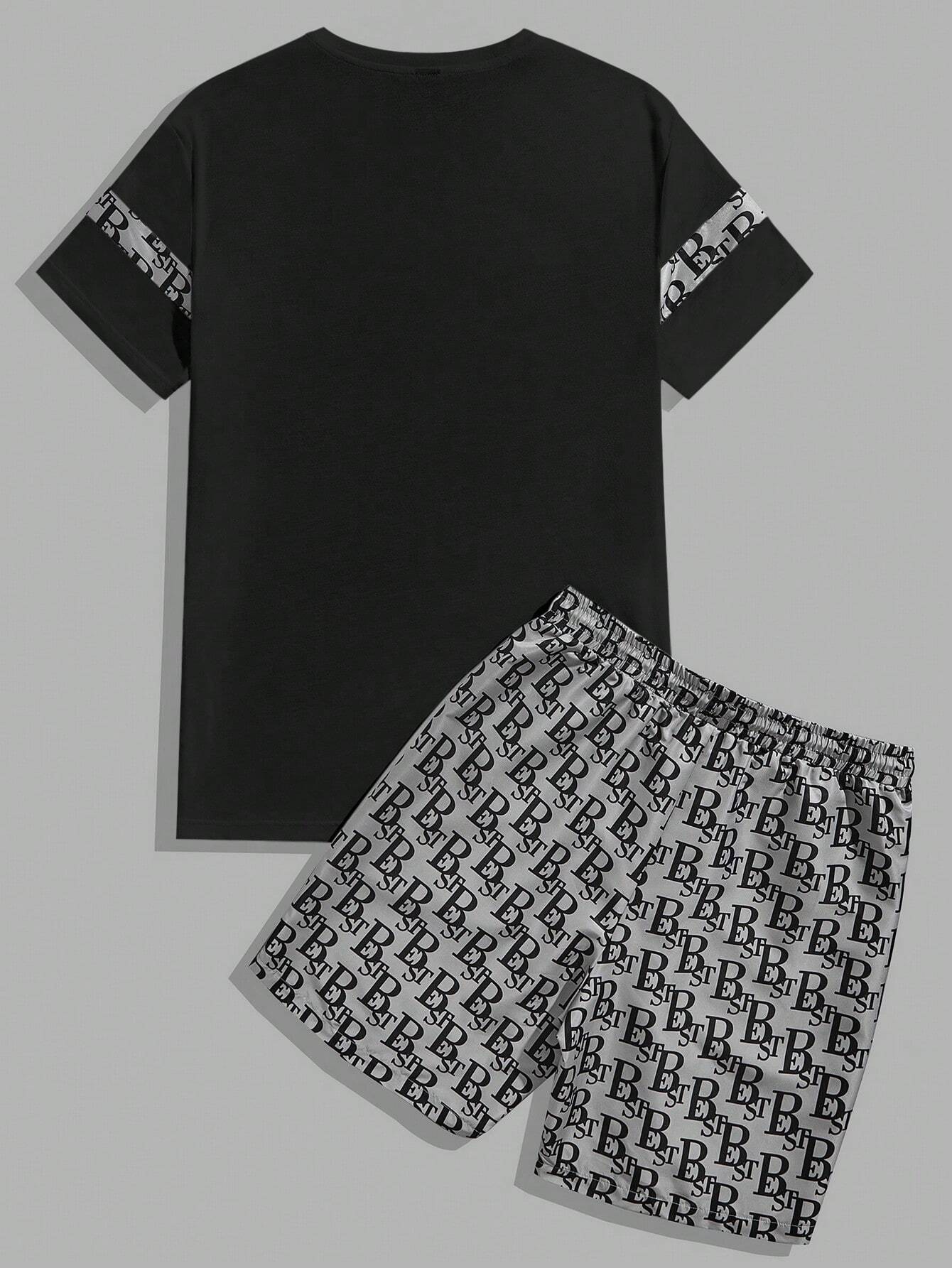 Black Colorblock Casual Set
