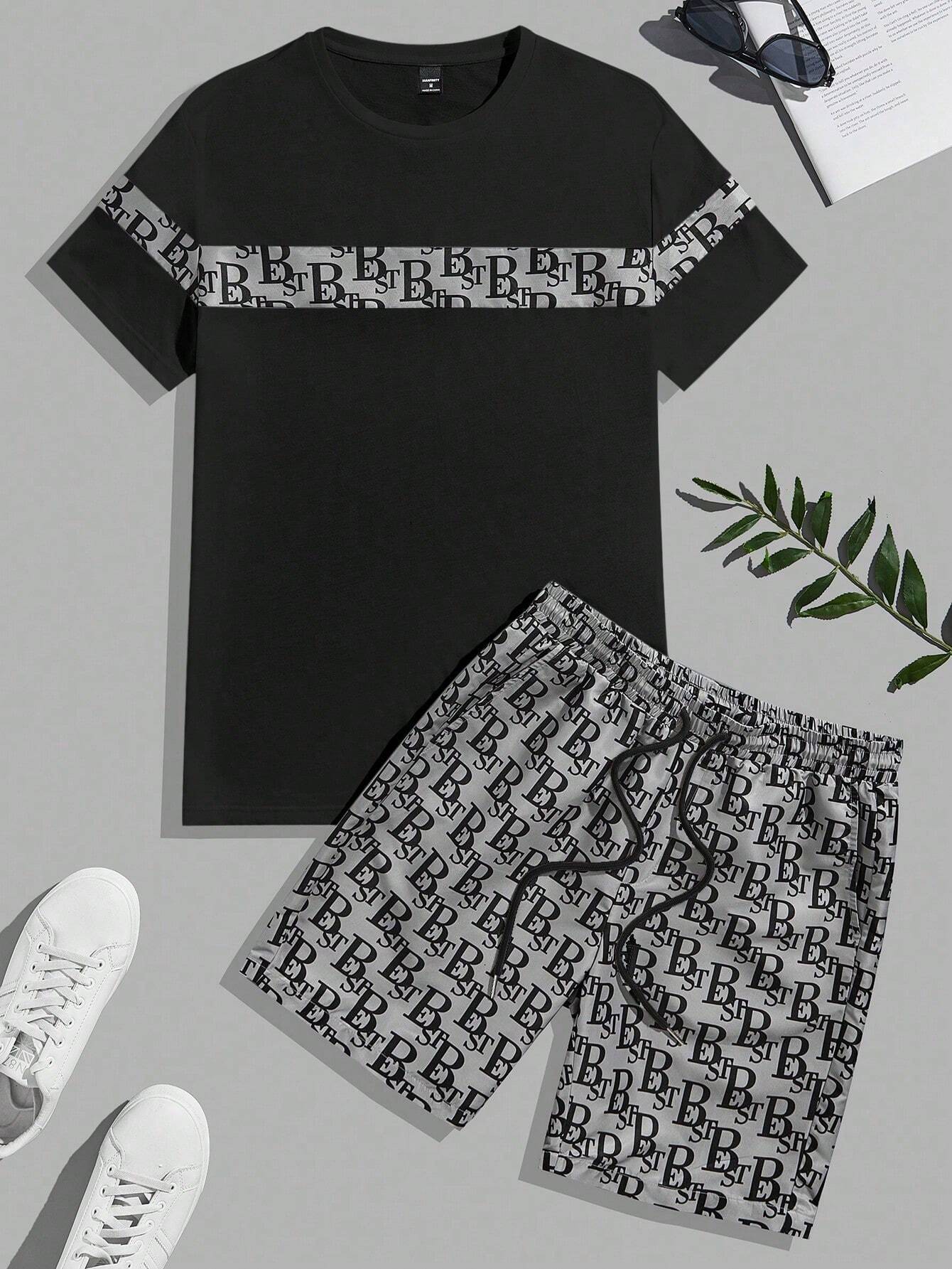 Black Colorblock Casual Set