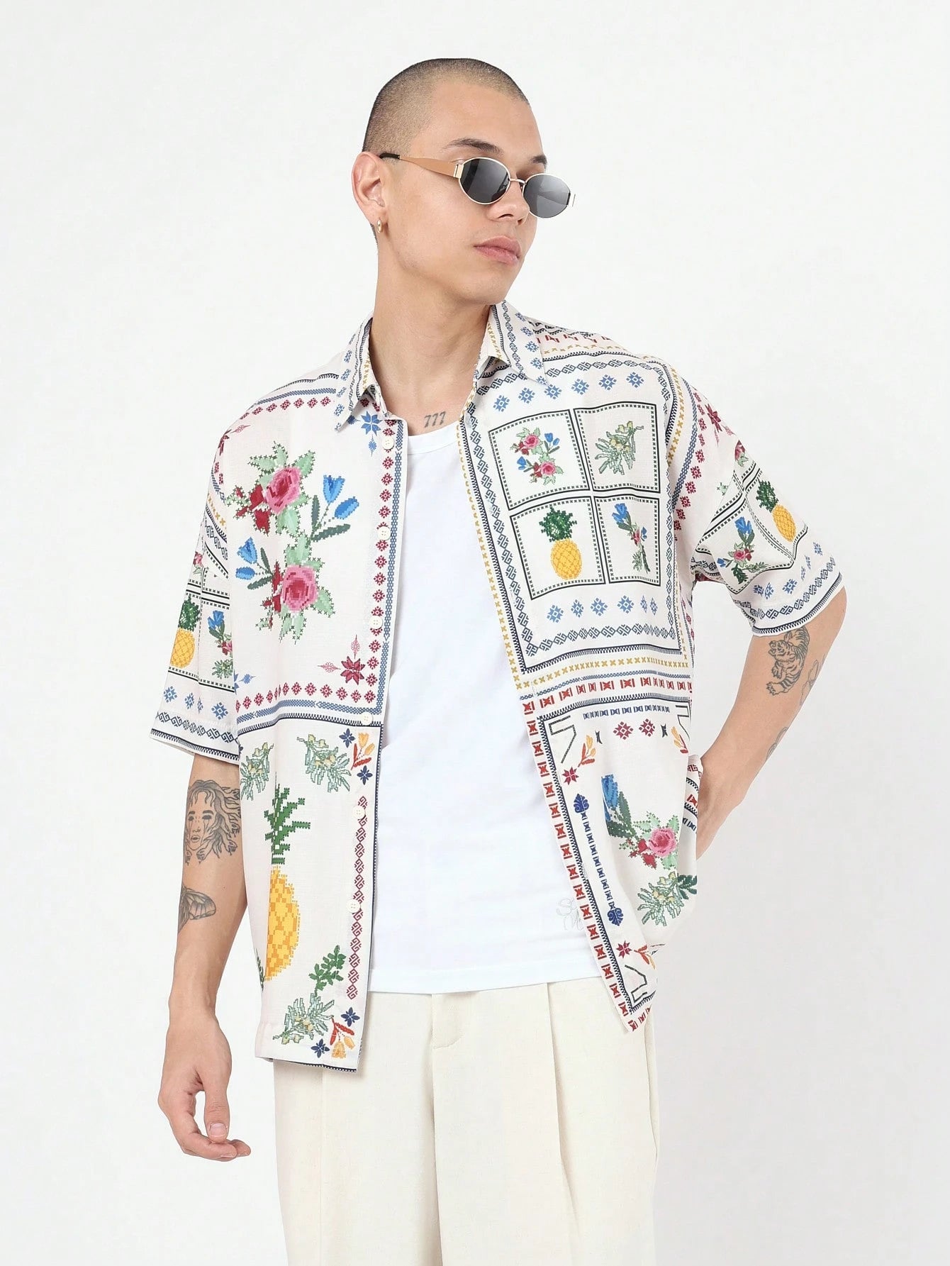 Resort Short Sleeve Button Print Shirt