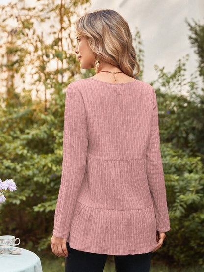 Solid Ruffle Hem Top