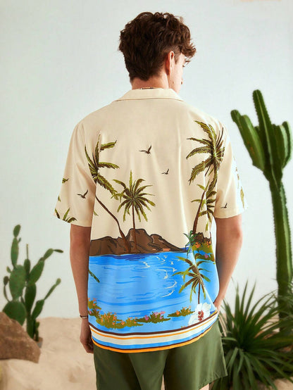 Loose Fit Men's Coconut Tree Shirt