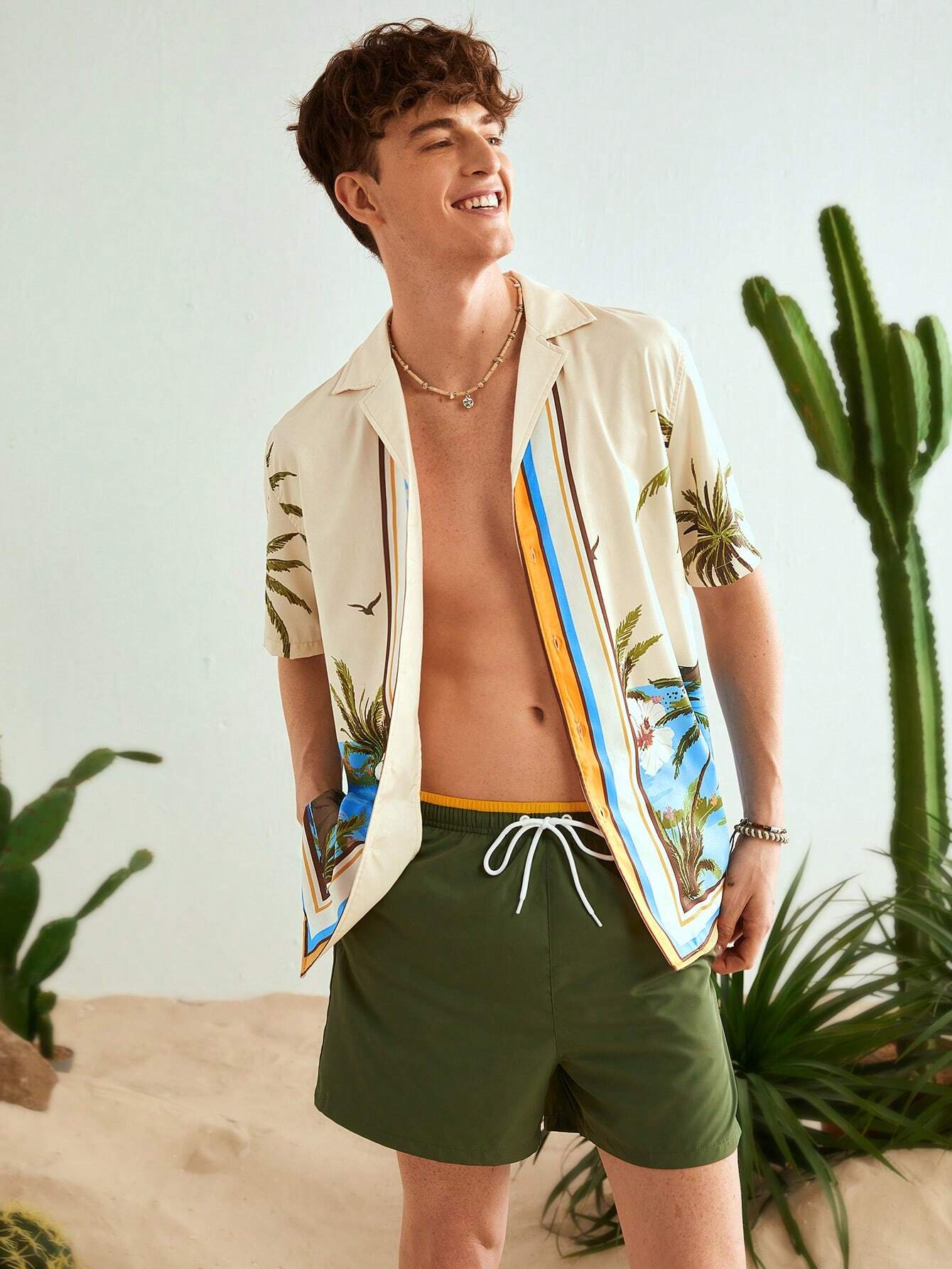Loose Fit Men's Coconut Tree Shirt