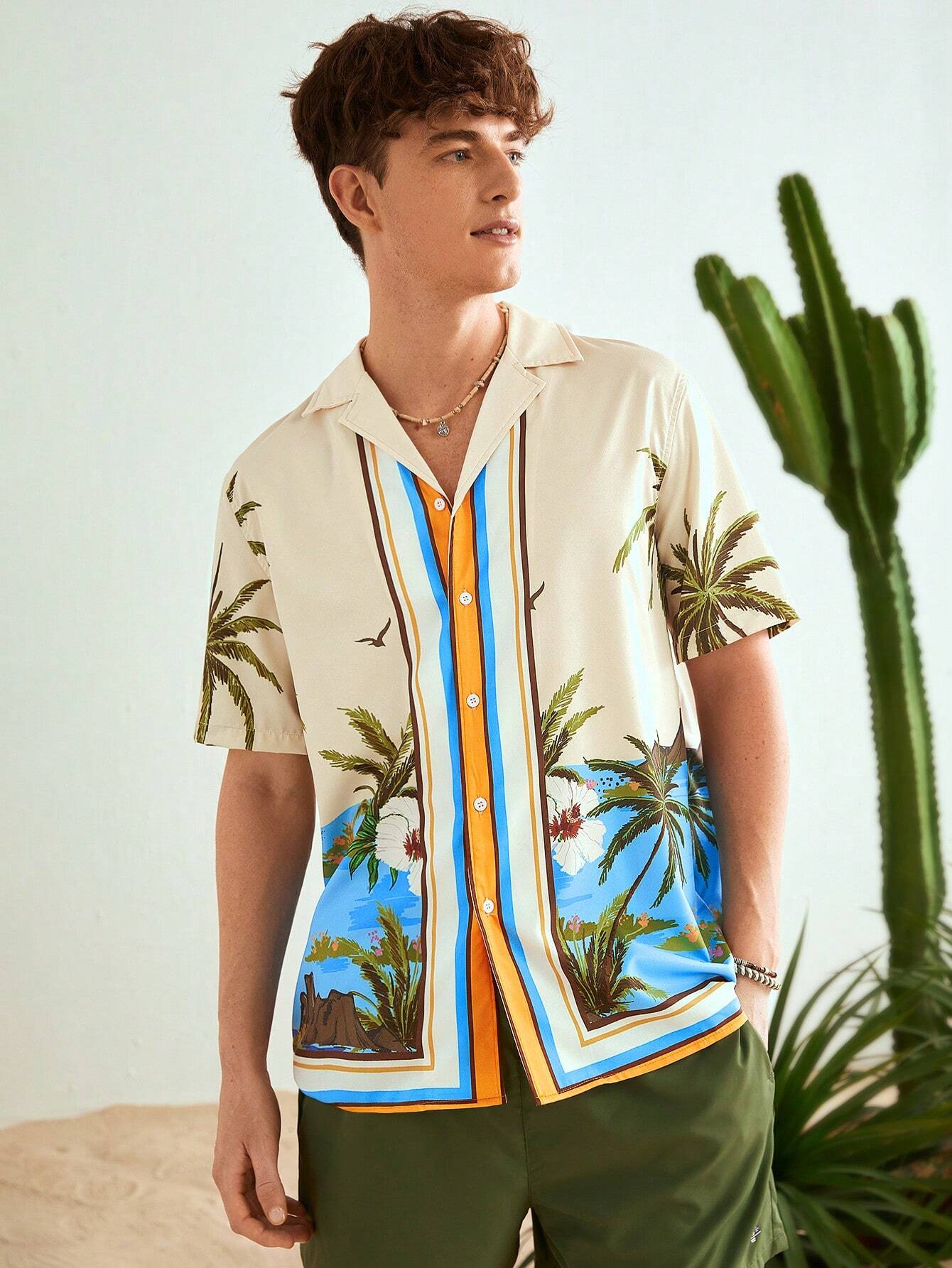 Loose Fit Men's Coconut Tree Shirt