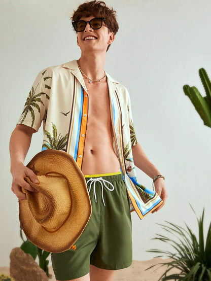 Loose Fit Men's Coconut Tree Shirt