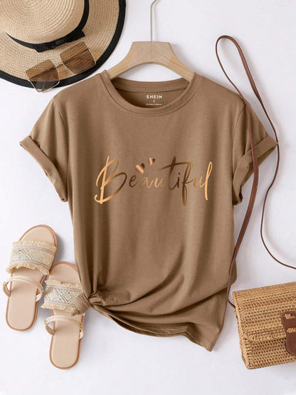 Letter Print Short Sleeve T-Shirt