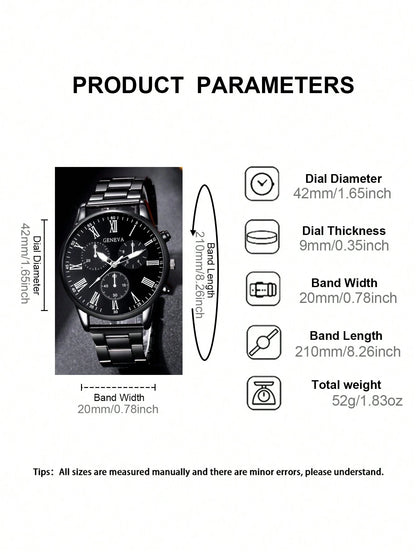 Men's Black Stainless Steel
