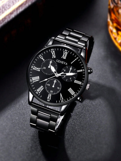 Men's Black Stainless Steel