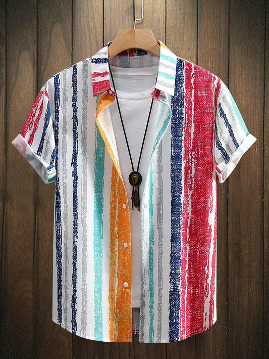 Men's Color Block Striped Shirt