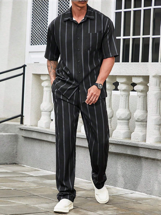 Multicolor Striped Casual Pants Set