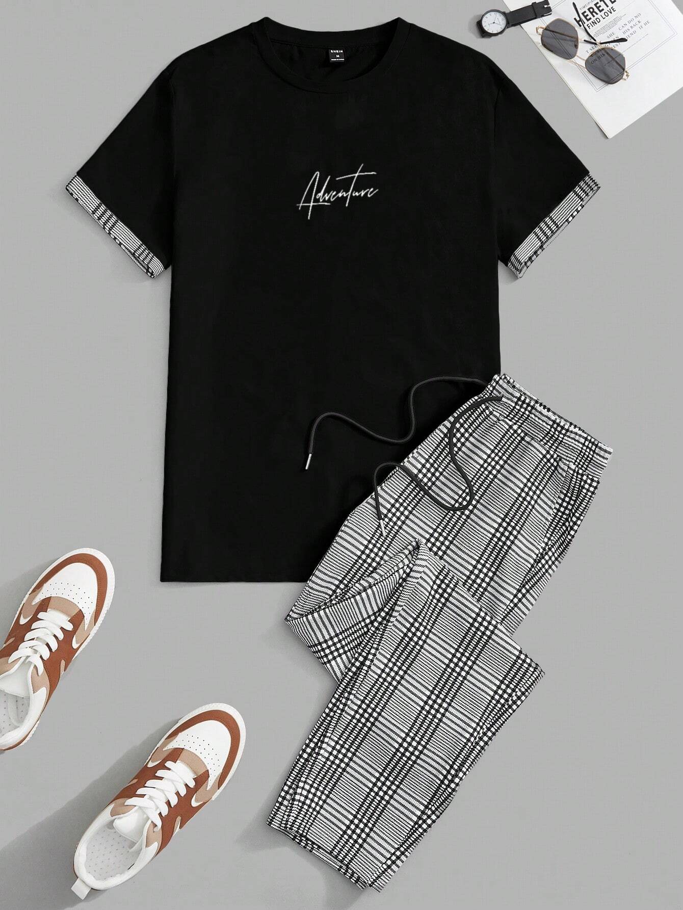 Black Casual Colorblock Pants Set
