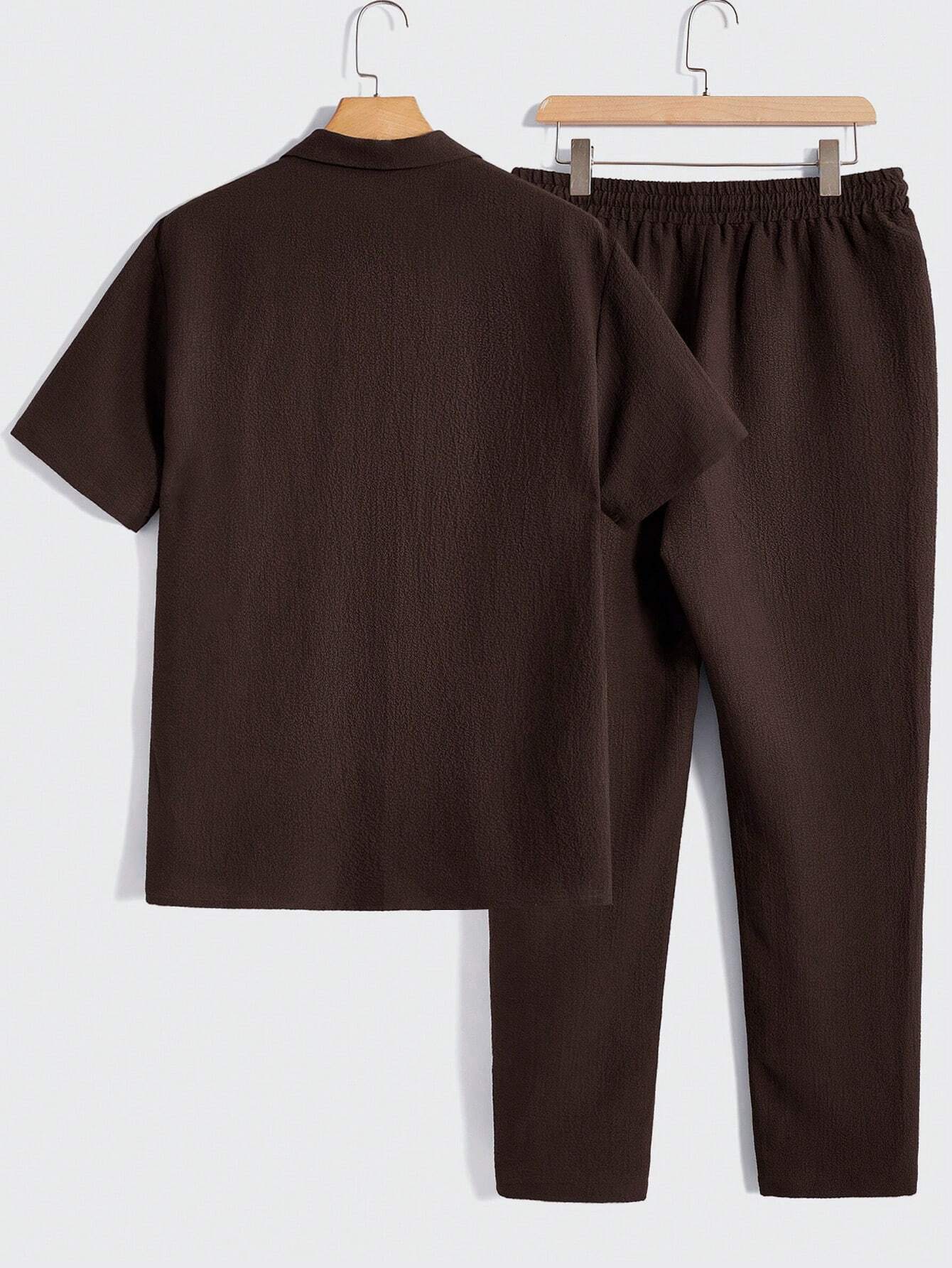Brown Drawstring Pants Set