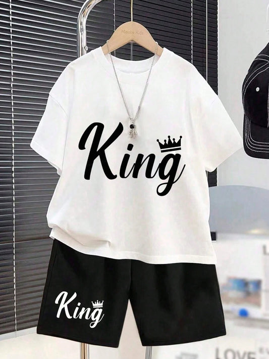 Boy Letter T-Shirt And Shorts Set