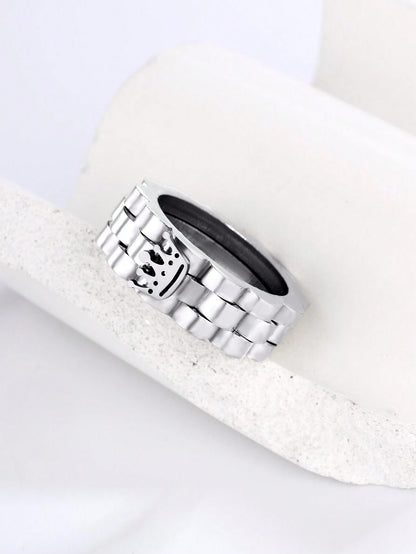 Silver Stainless Crown Ring