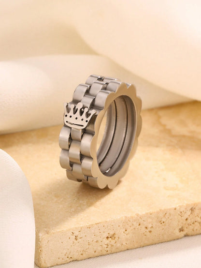 Silver Stainless Crown Ring