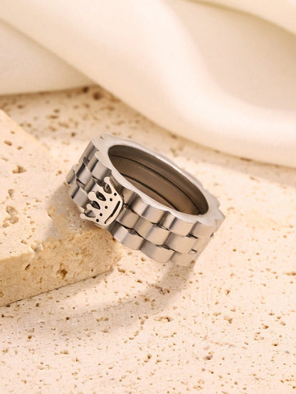 Silver Stainless Crown Ring