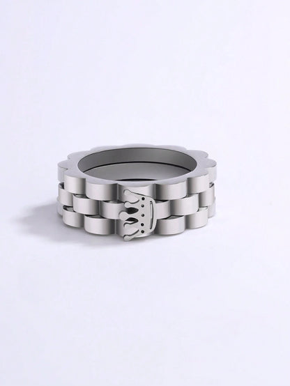 Silver Stainless Crown Ring