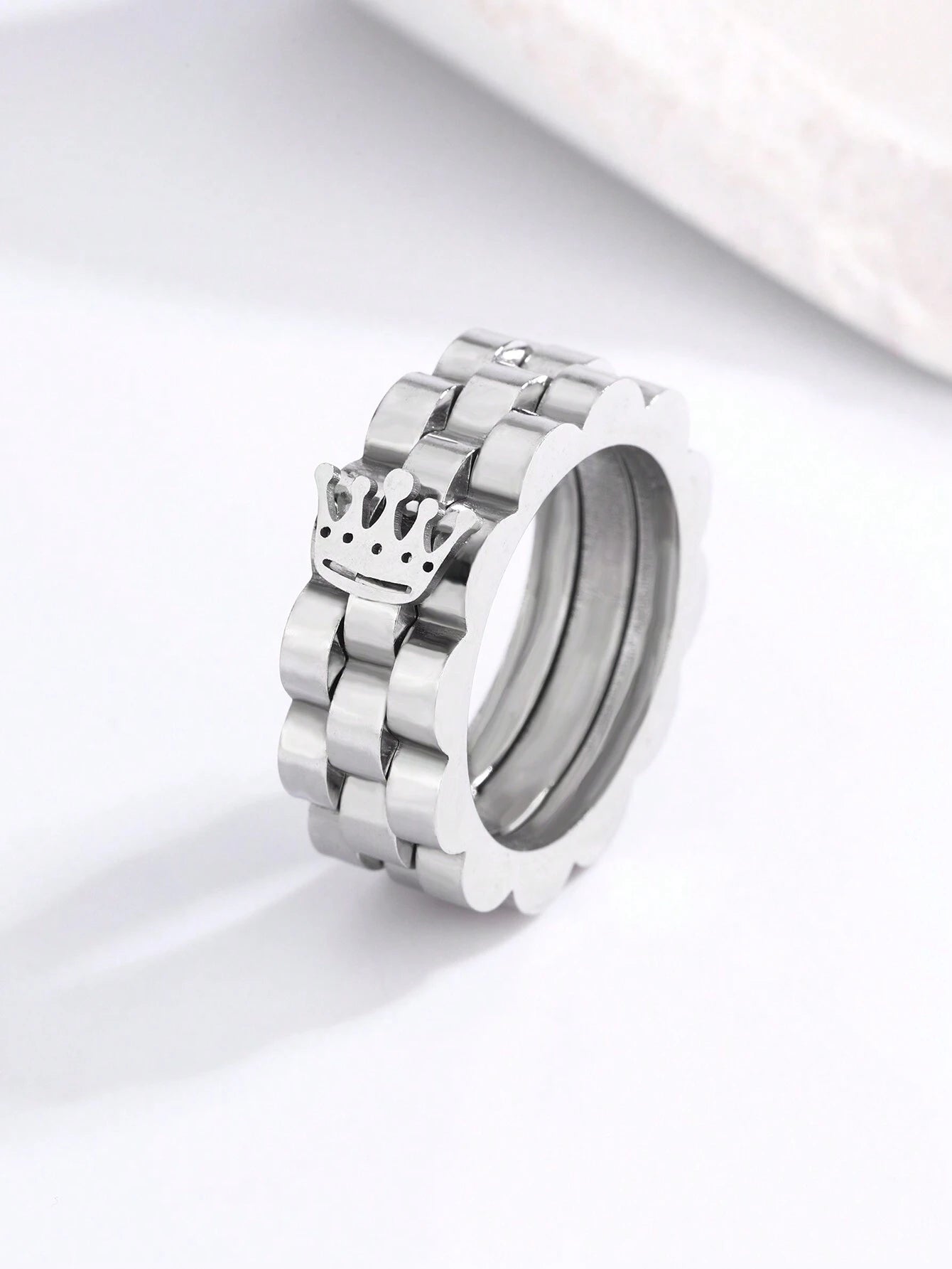 Silver Stainless Crown Ring
