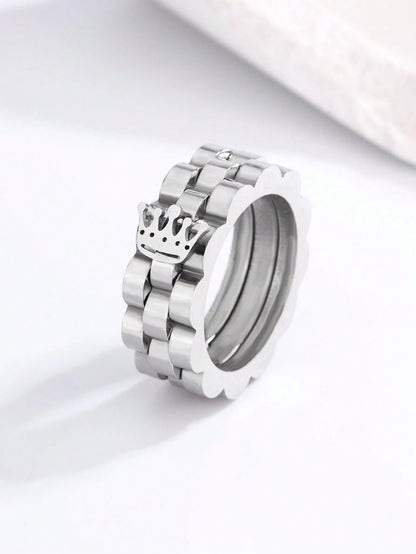 Silver Stainless Crown Ring