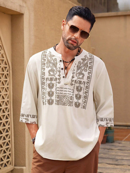 Men's Printed Mid Length Shirt