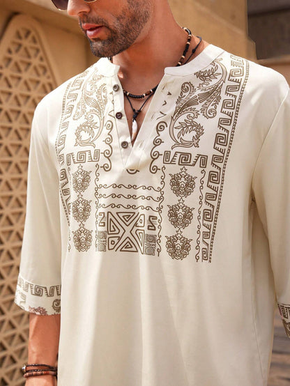 Men's Printed Mid Length Shirt
