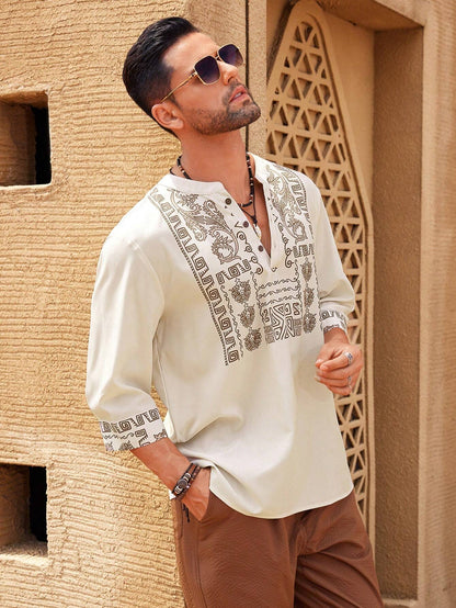 Men's Printed Mid Length Shirt