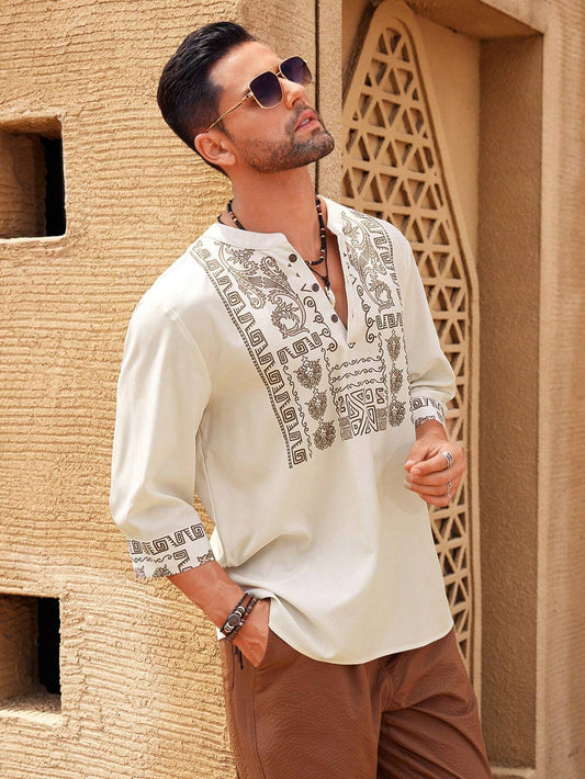 Men's Printed Mid Length Shirt