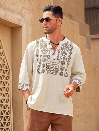 Men's Printed Mid Length Shirt