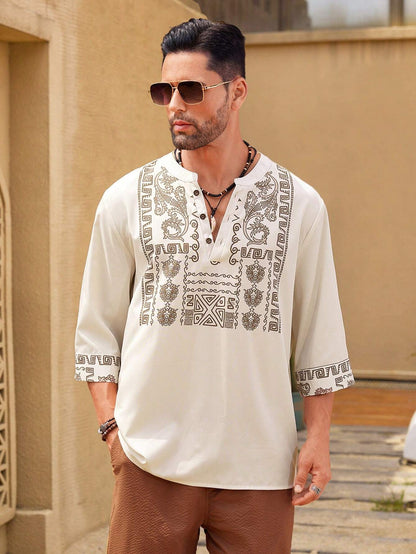Men's Printed Mid Length Shirt