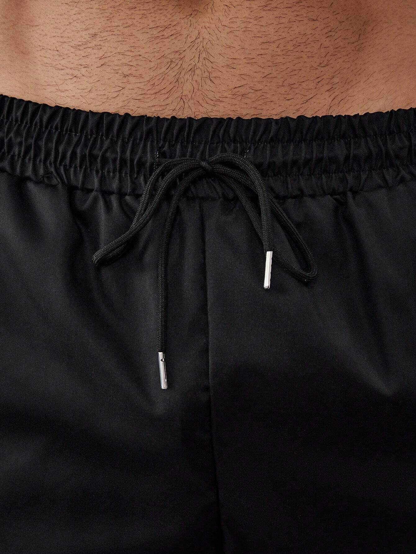 Black Graphic Print Shorts Set