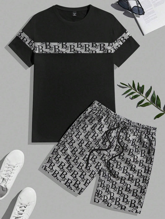 Black Colorblock Casual Set