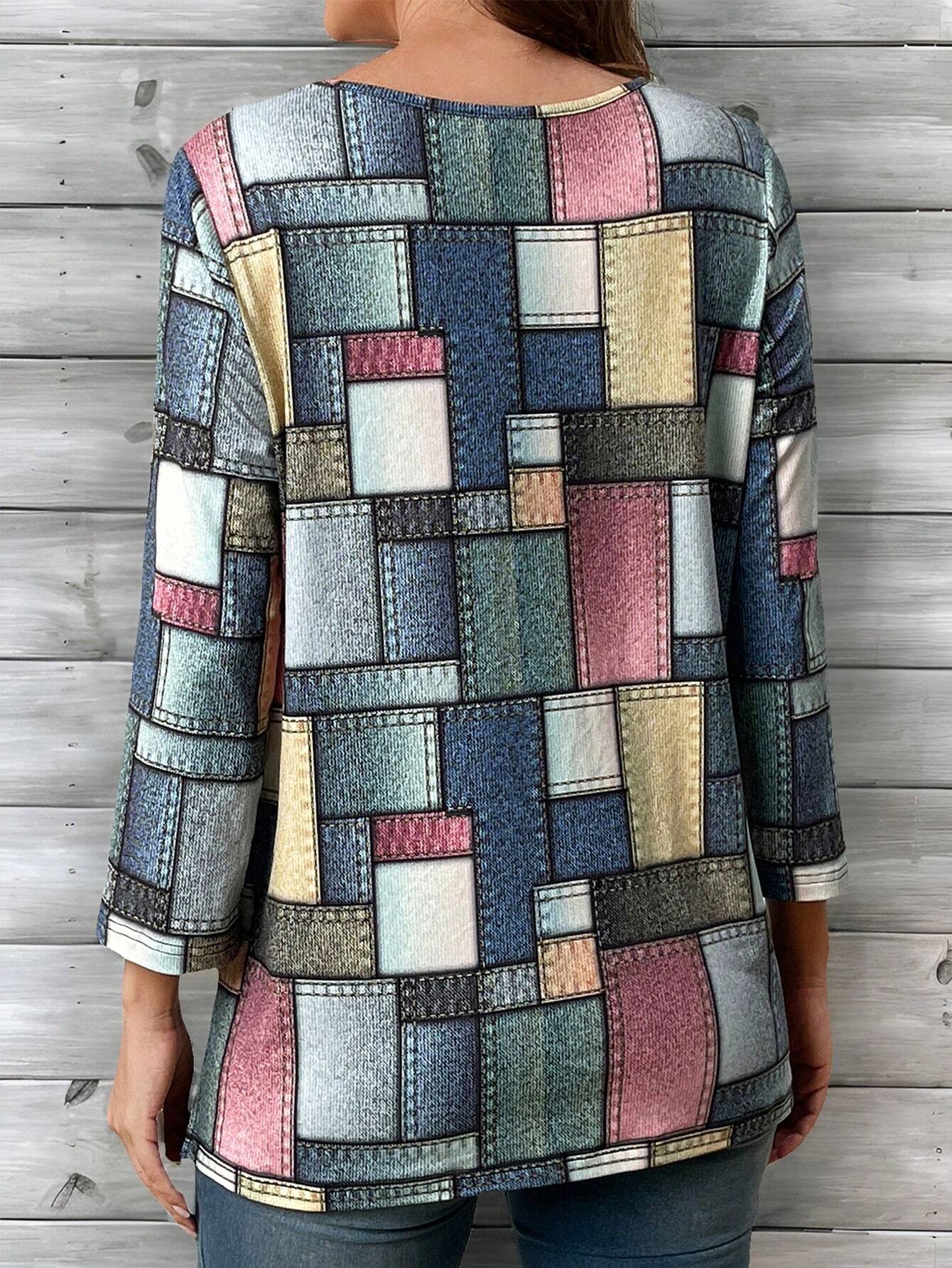 Women's Casual Plaid Graphic Tees Women