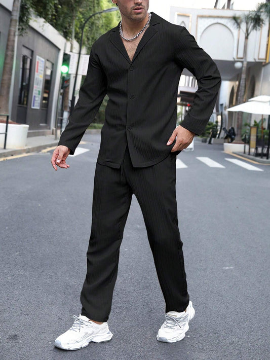 Black Casual Pants Set
