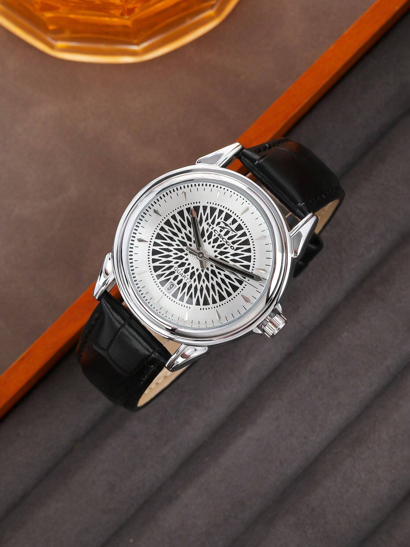 RICECGO Men's Classic Quartz Leather Strap Watch