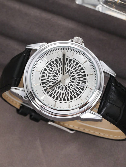 RICECGO Men's Classic Quartz Leather Strap Watch