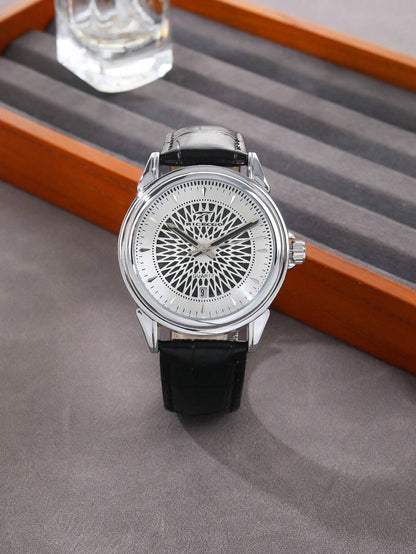 RICECGO Men's Classic Quartz Leather Strap Watch