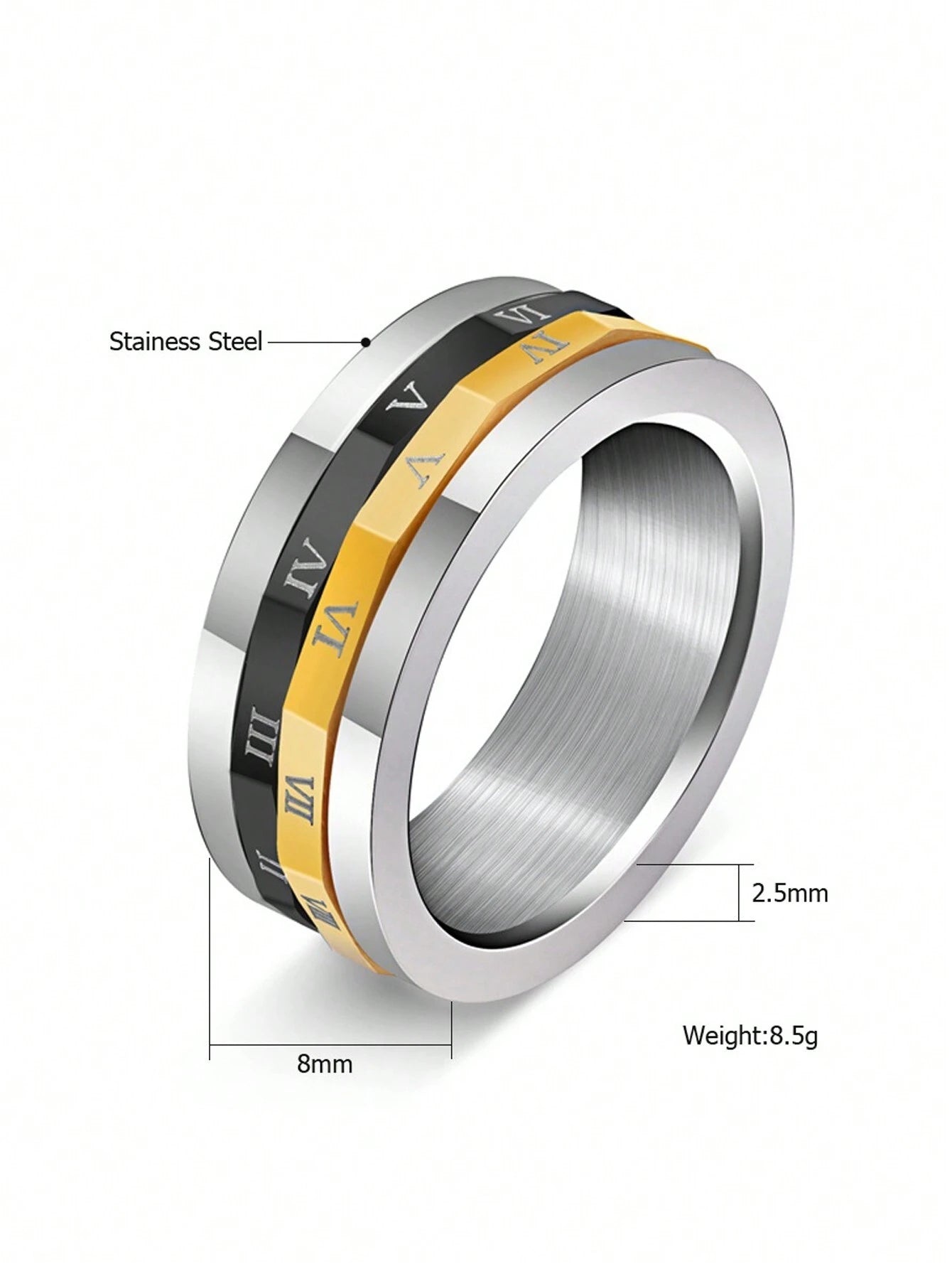 Rotatable 2-In-1 Titanium Steel Ring
