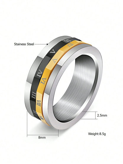 Rotatable 2-In-1 Titanium Steel Ring