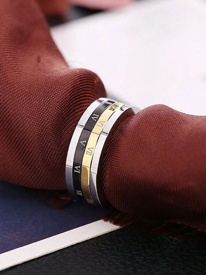 Rotatable 2-In-1 Titanium Steel Ring