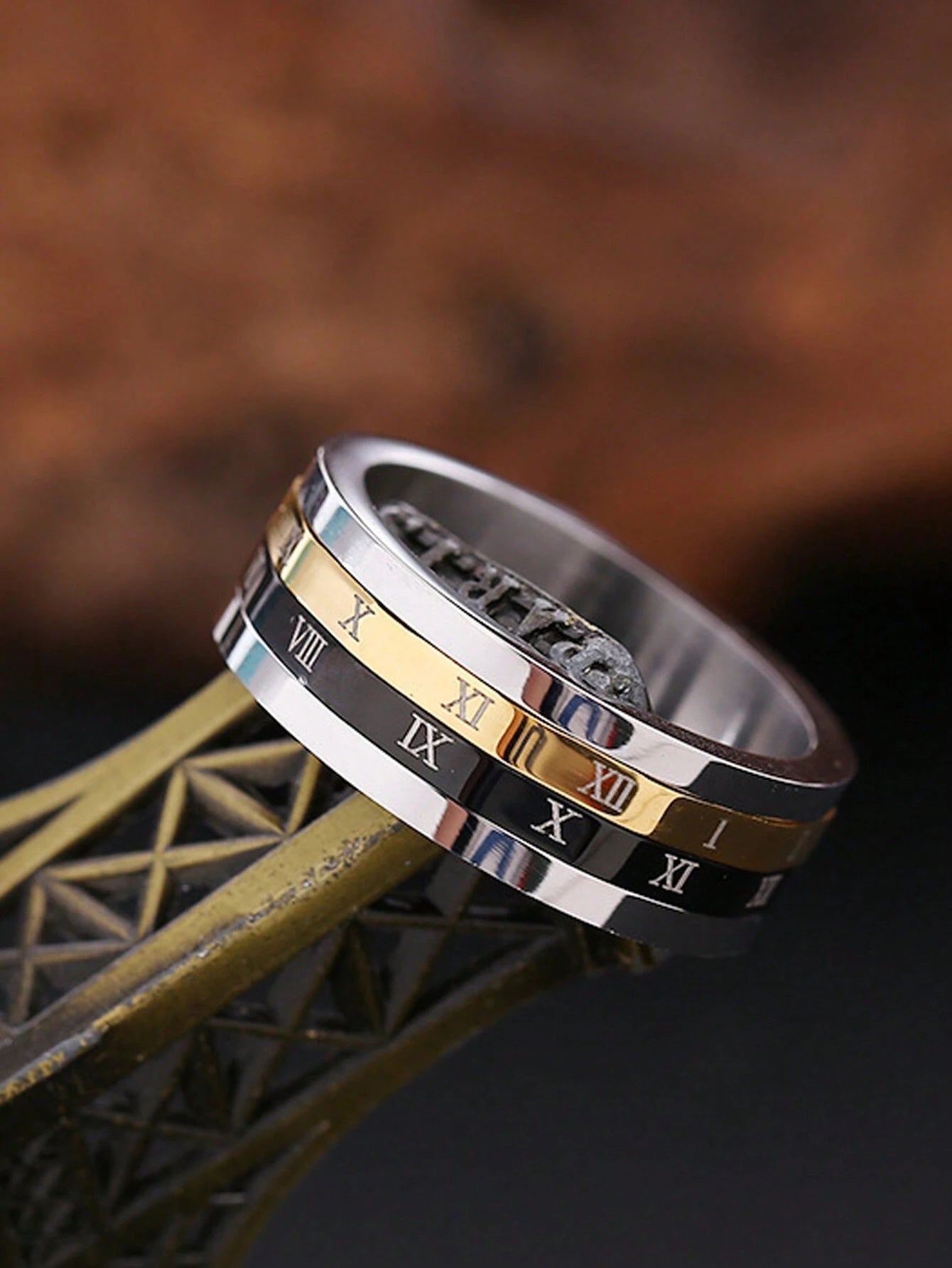 Rotatable 2-In-1 Titanium Steel Ring