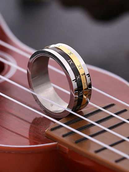 Rotatable 2-In-1 Titanium Steel Ring