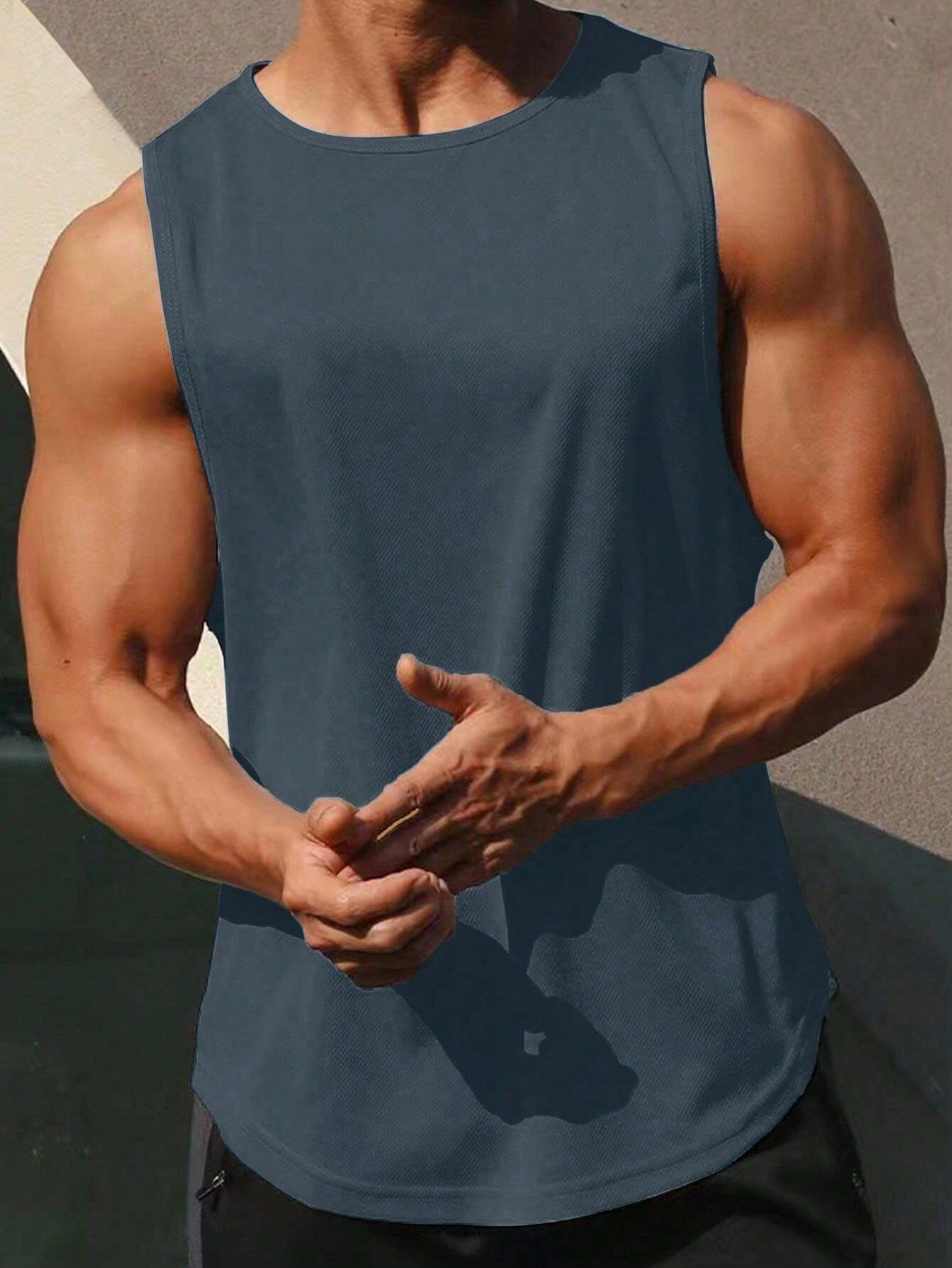 Dark Grey Sleeveless Round Neck Tank Top