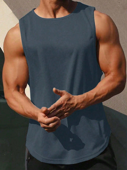 Dark Grey Sleeveless Round Neck Tank Top