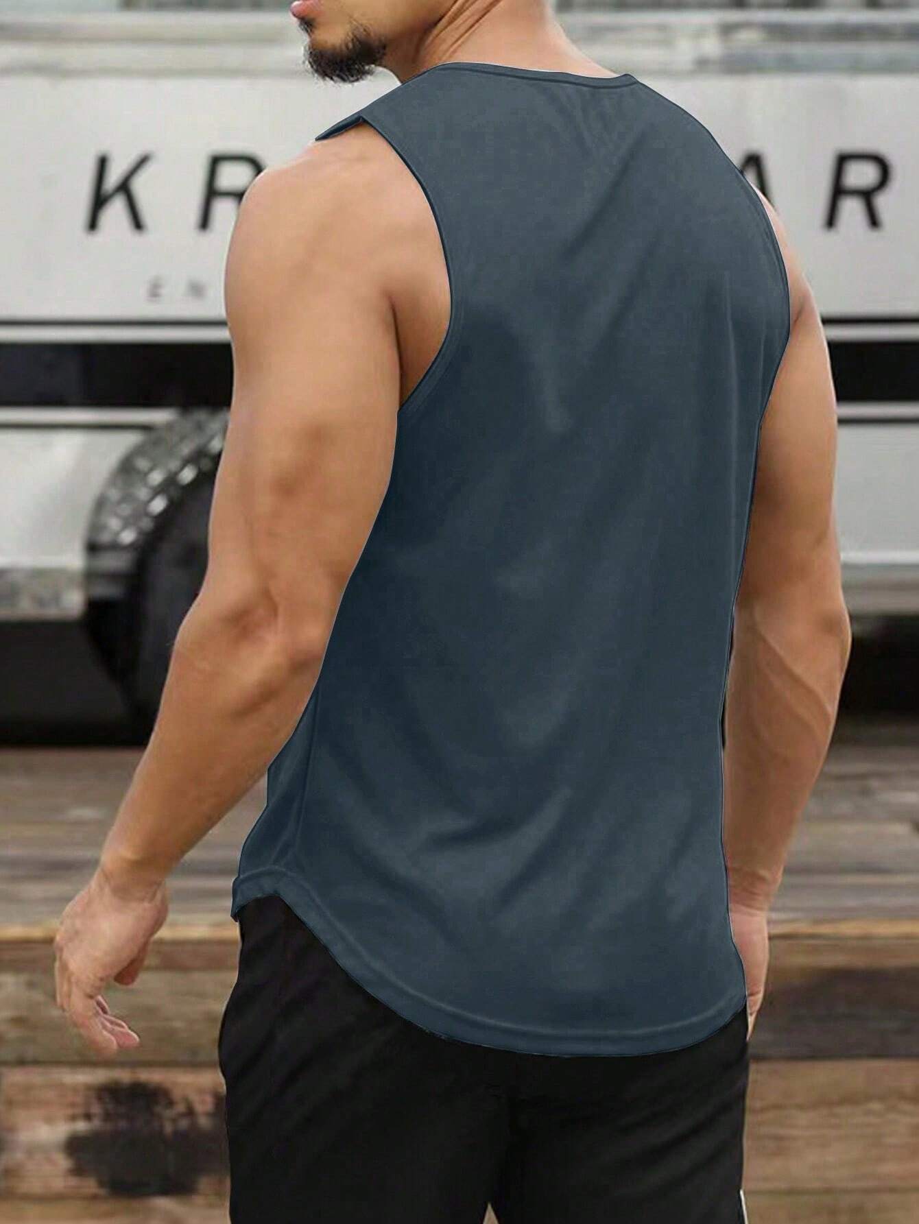 Dark Grey Sleeveless Round Neck Tank Top