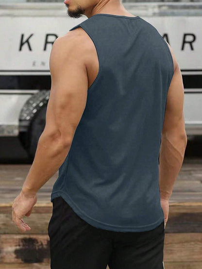 Dark Grey Sleeveless Round Neck Tank Top