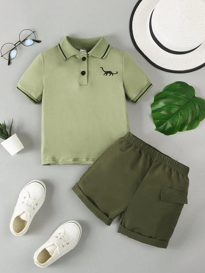 2pcs Young Boy Summer Outfit Set