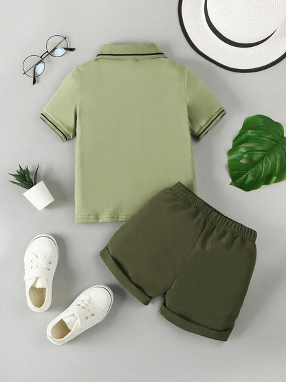 2pcs Young Boy Summer Outfit Set