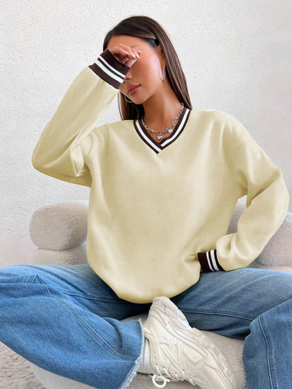 Simple Style V-Neck Sweatshirt