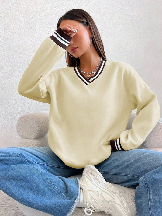 Simple Style V-Neck Sweatshirt