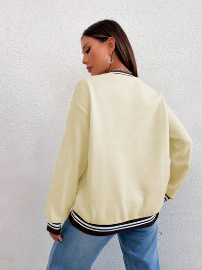 Simple Style V-Neck Sweatshirt